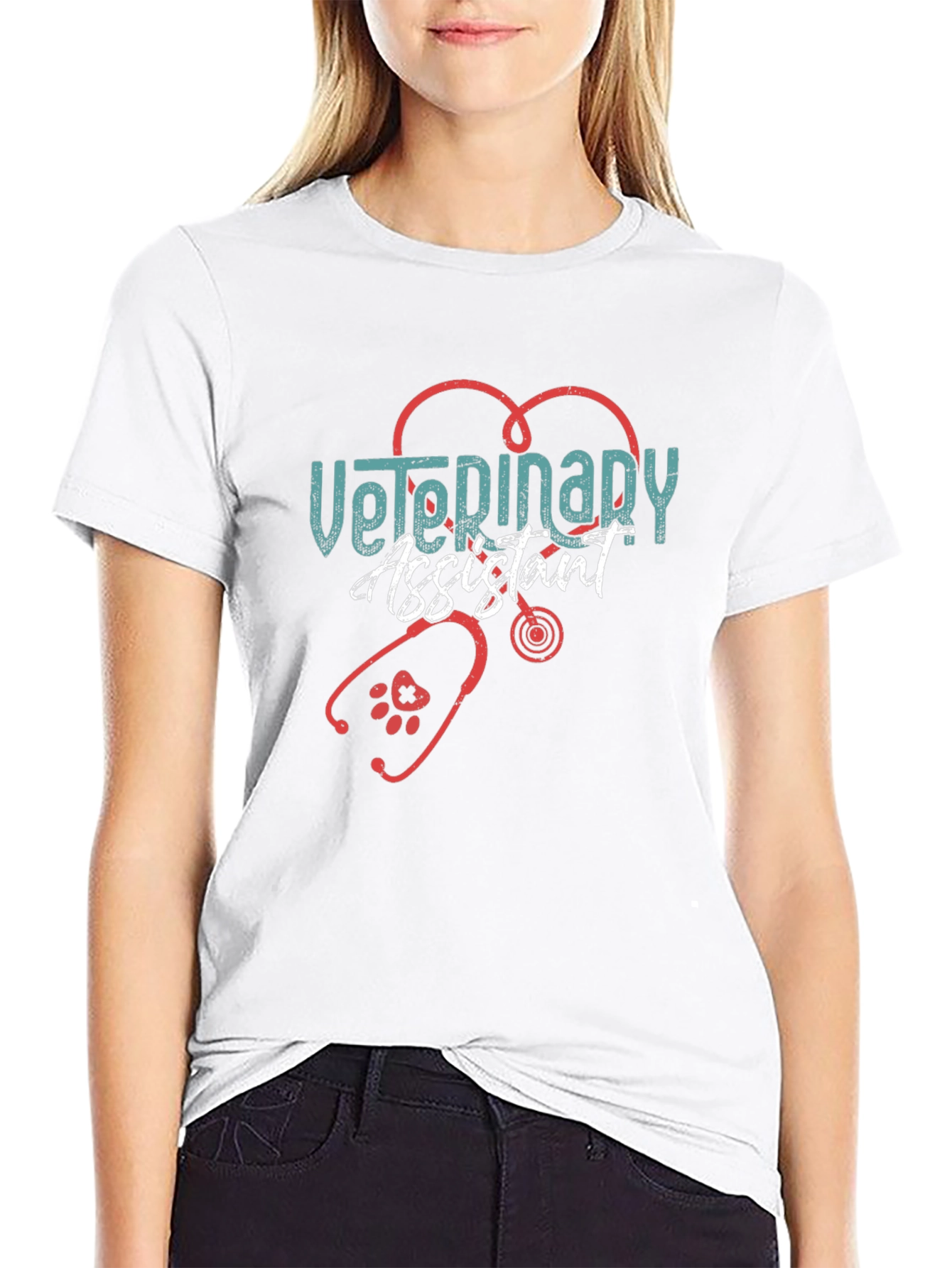 Camiseta Asistente Veterinario - Diseño Corazón