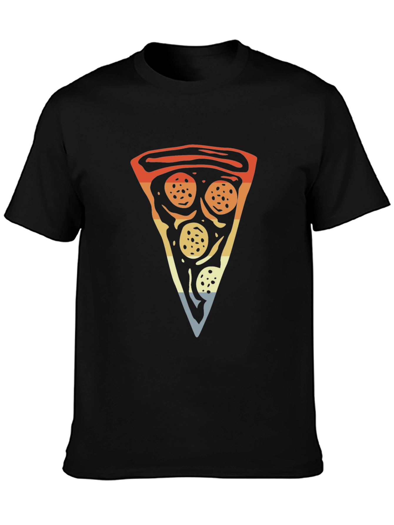 Camiseta Negra con Estampado de Pizza Retro