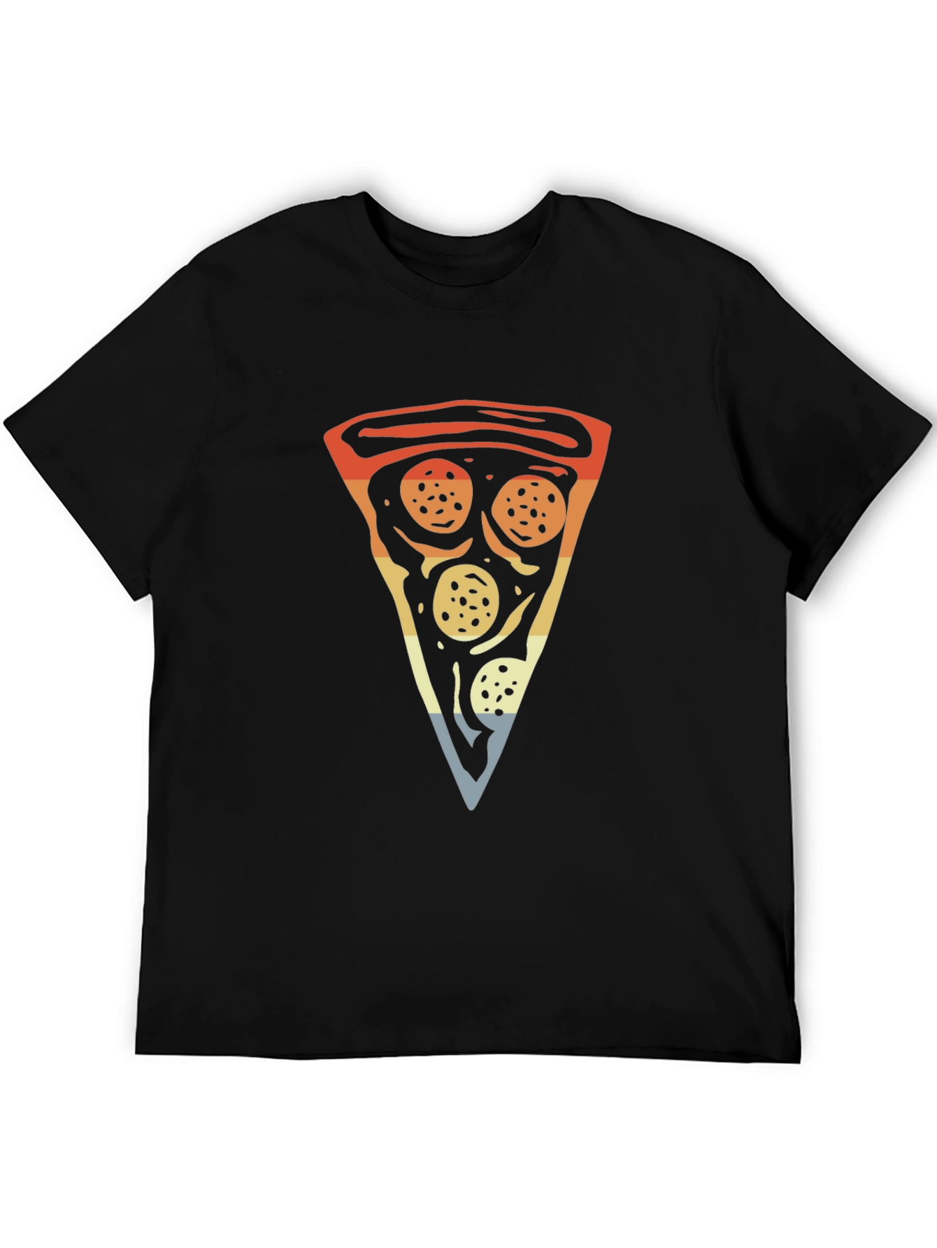 Camiseta Negra con Estampado de Pizza Retro