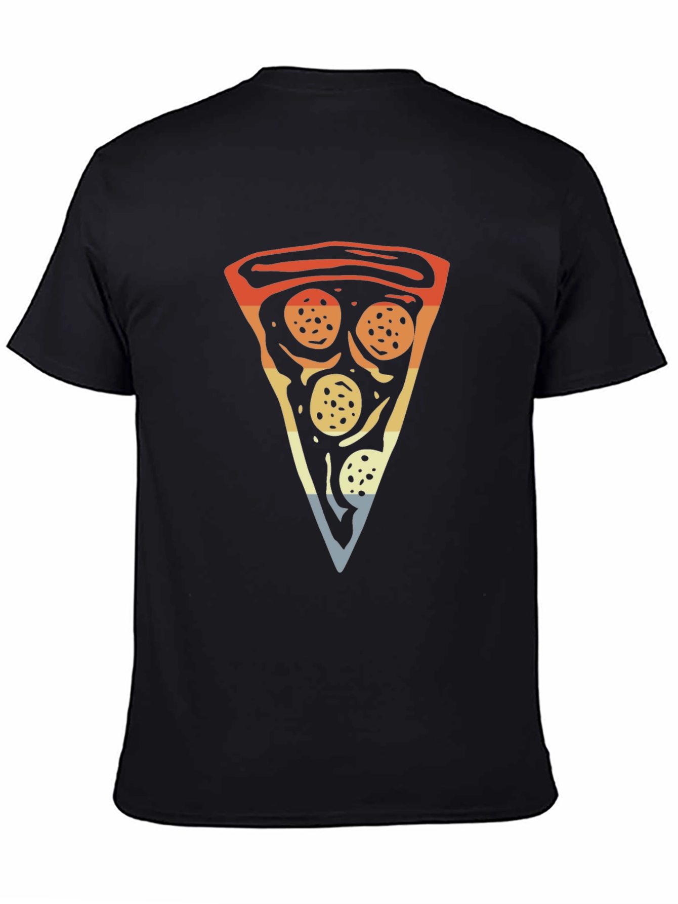 Camiseta Negra con Estampado de Pizza Retro