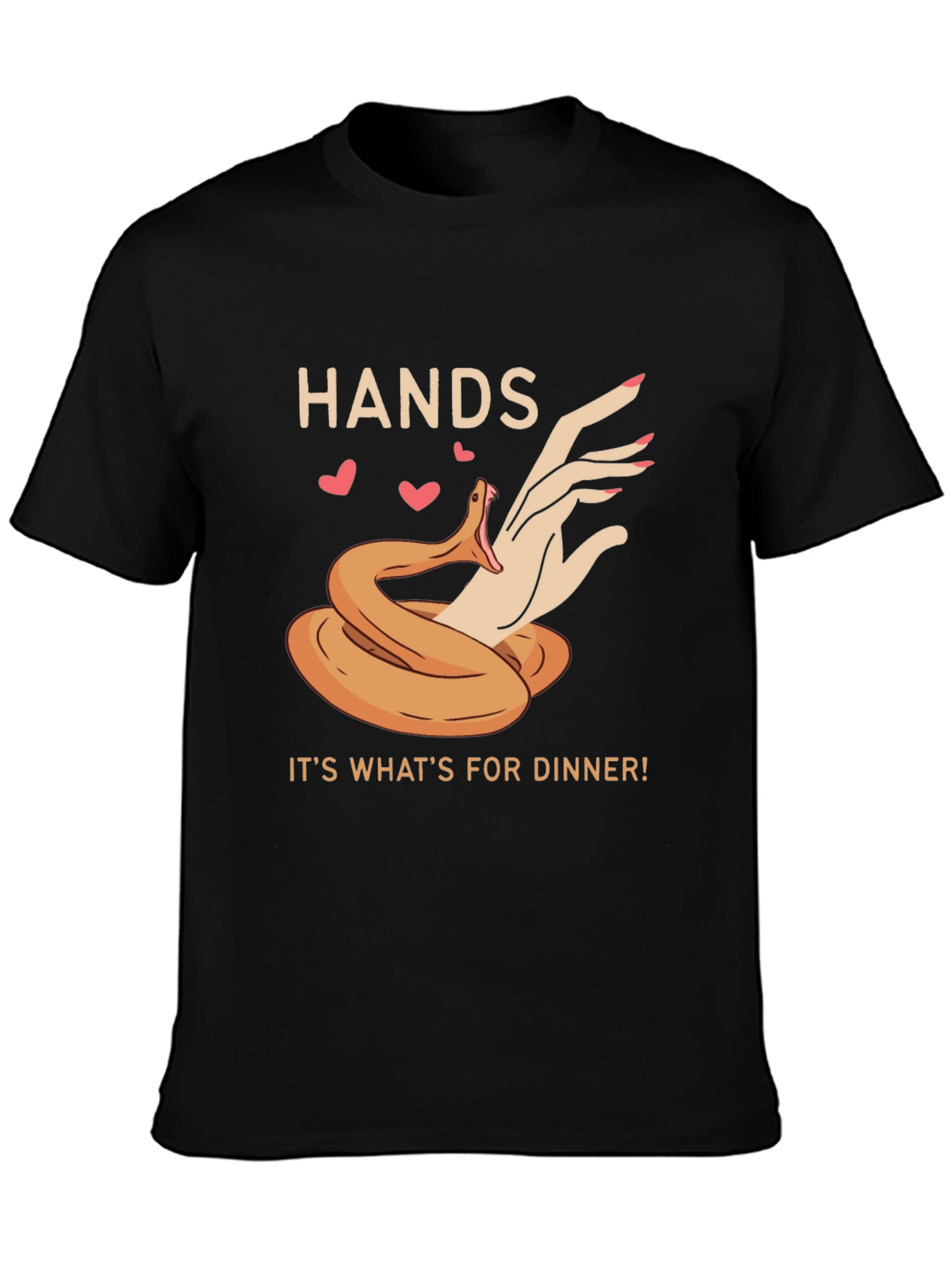 Camiseta Negra: Manos Serpiente y Cena