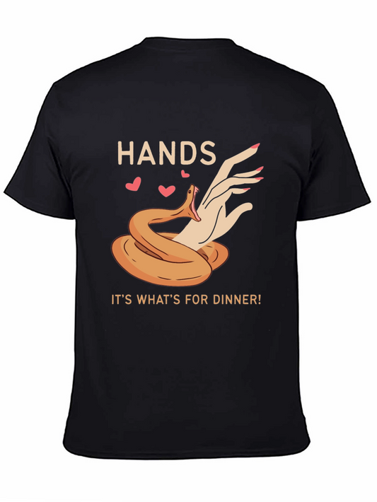 Camiseta Negra: Manos Serpiente y Cena
