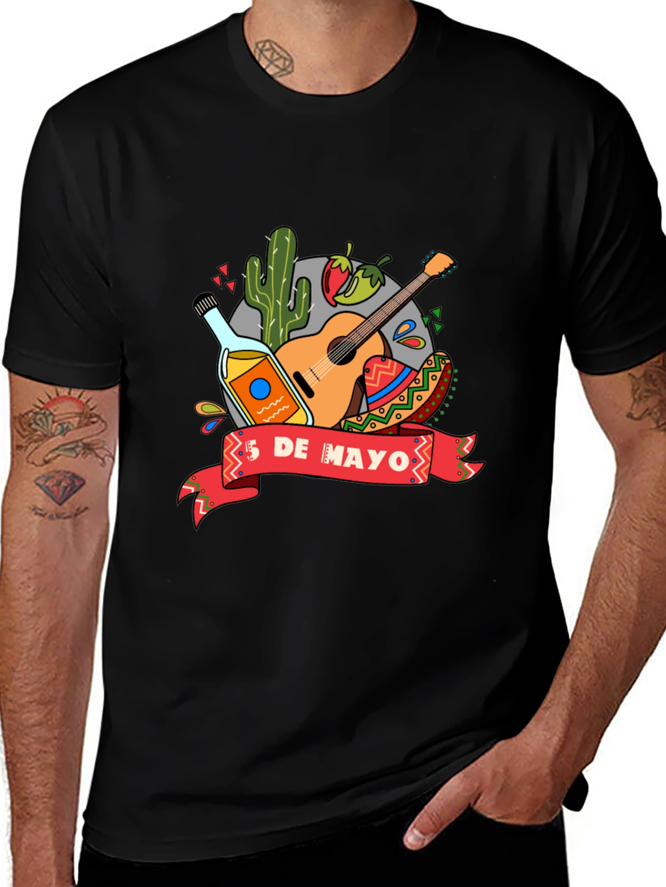Camiseta Negra de Cinco de Mayo para Hombre