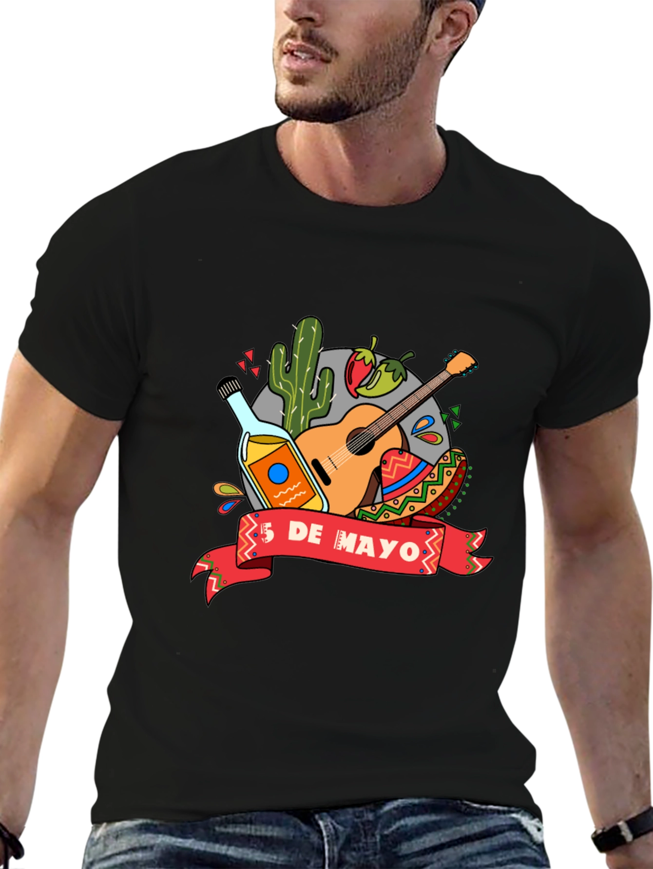 Camiseta Negra de Cinco de Mayo para Hombre