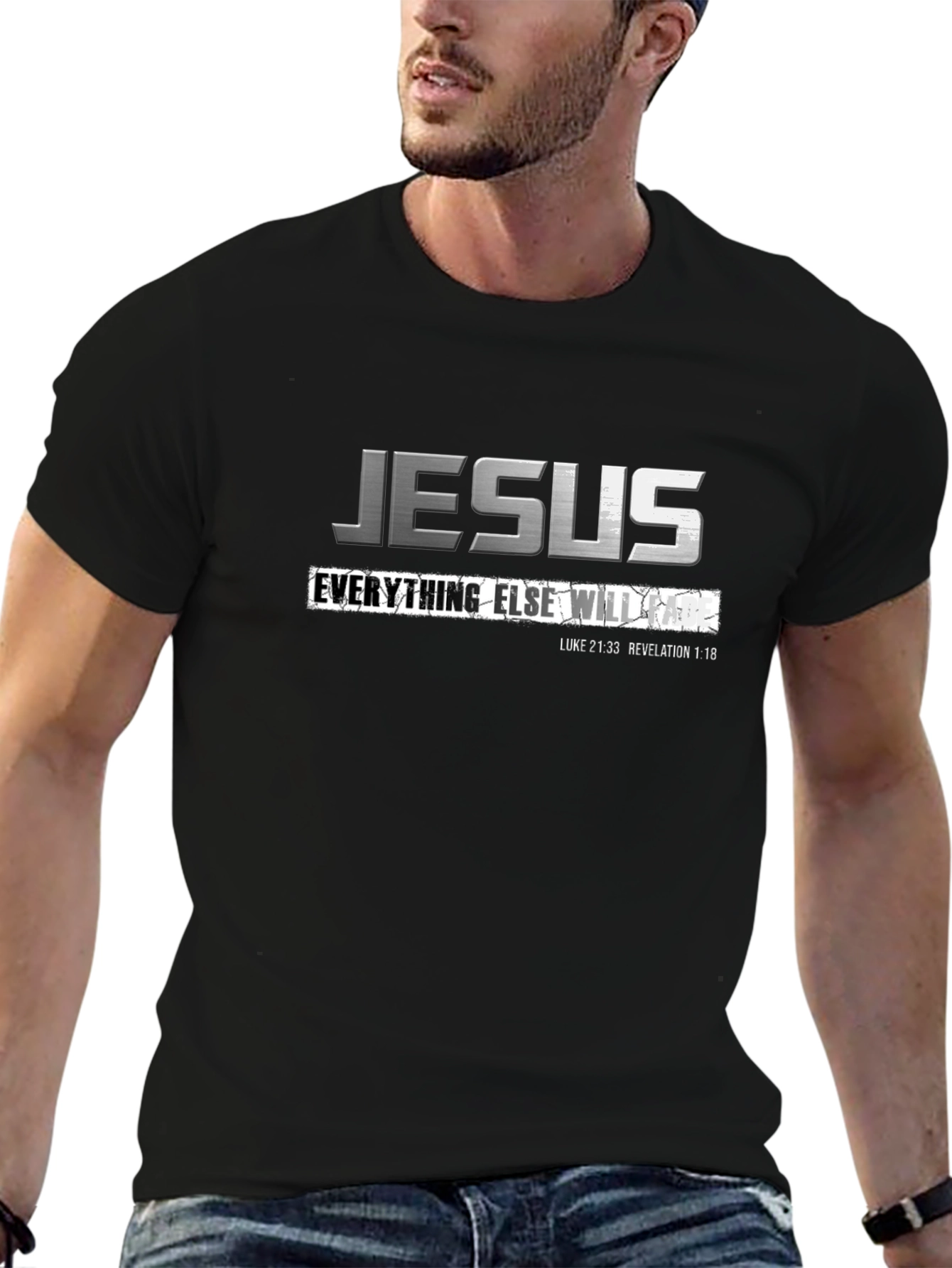 Camiseta Negra Jesús para Hombre