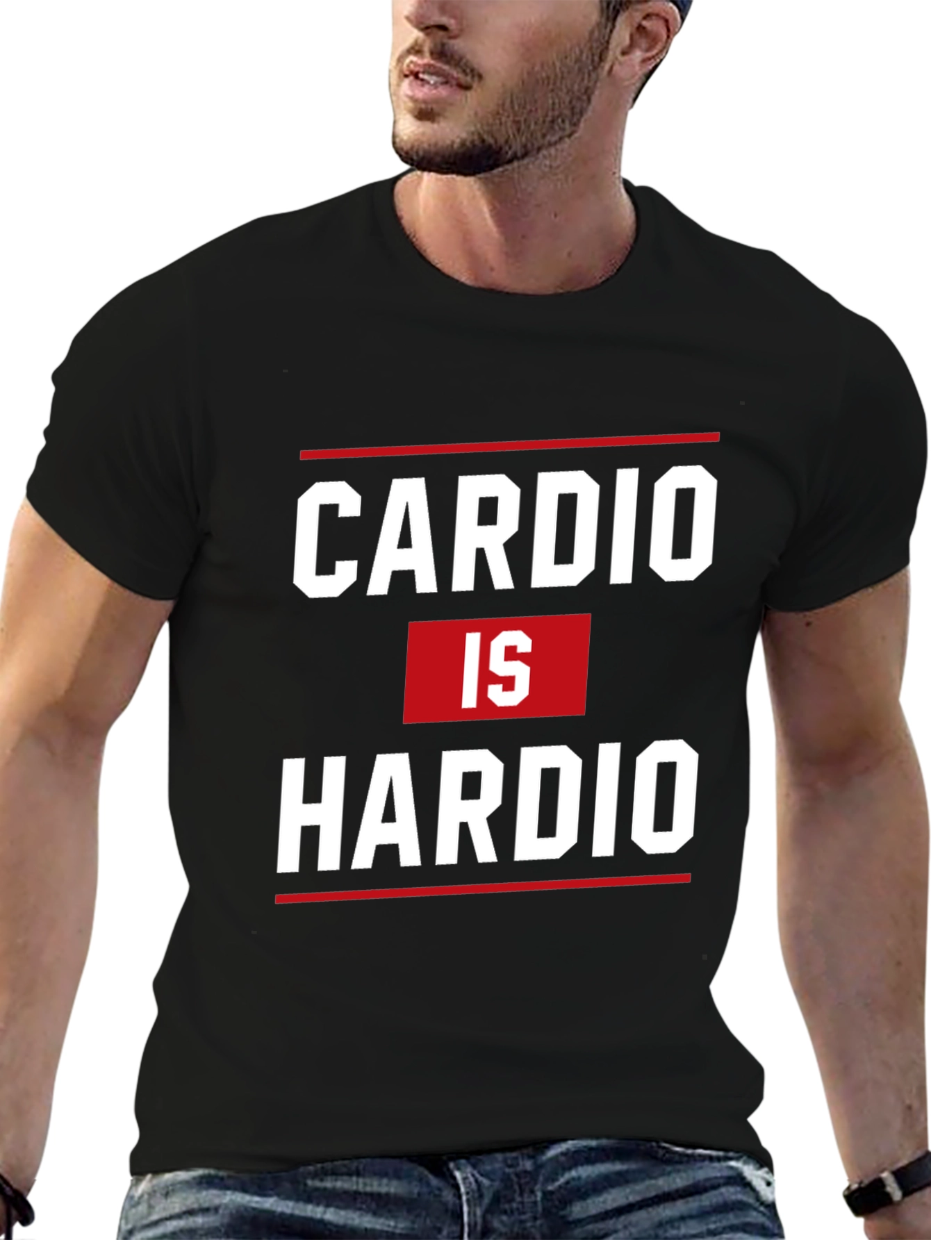 Camiseta Negra Cardio is Hardio para Gimnasio