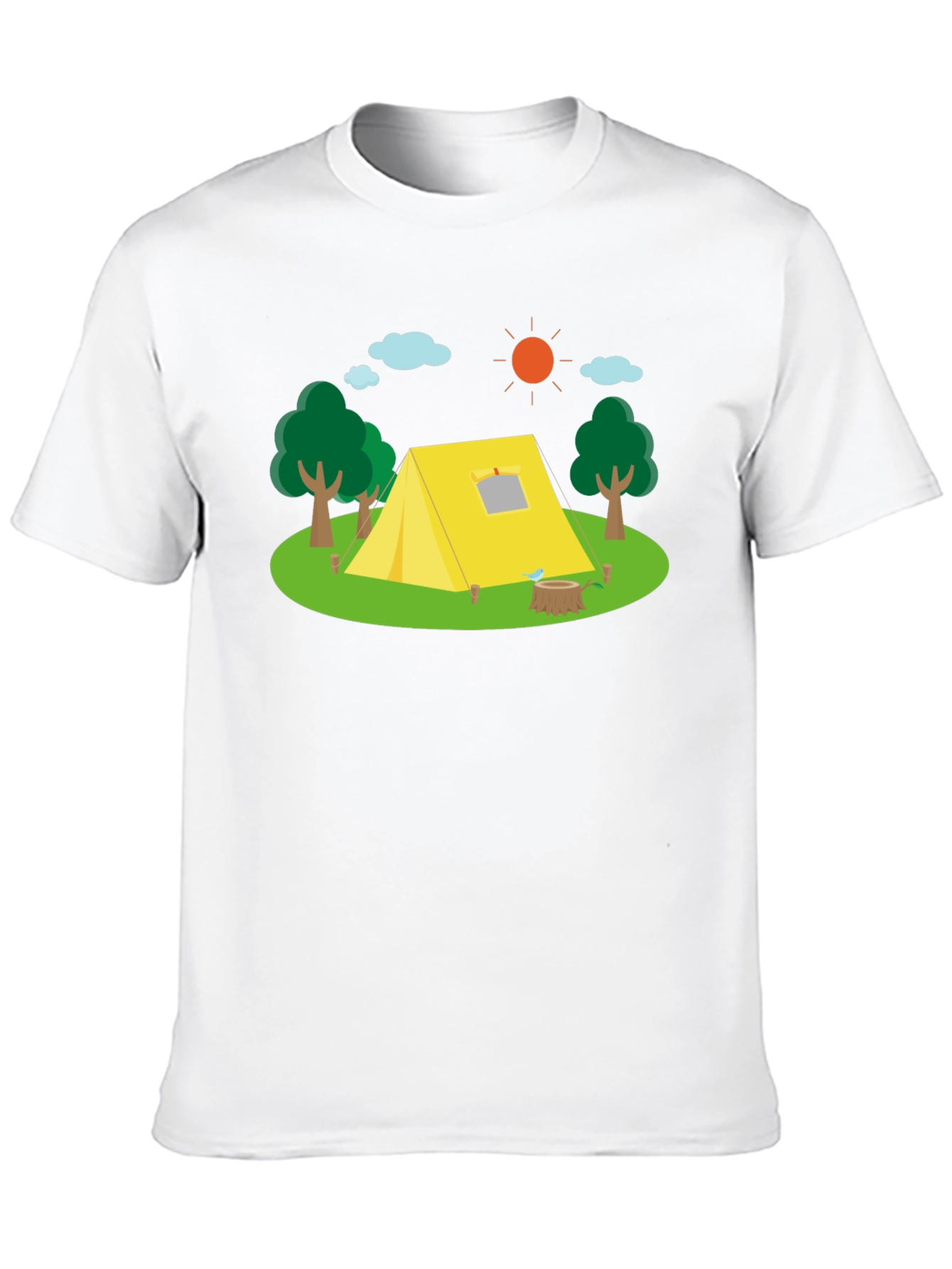 Camiseta Negra con Estampado de Camping