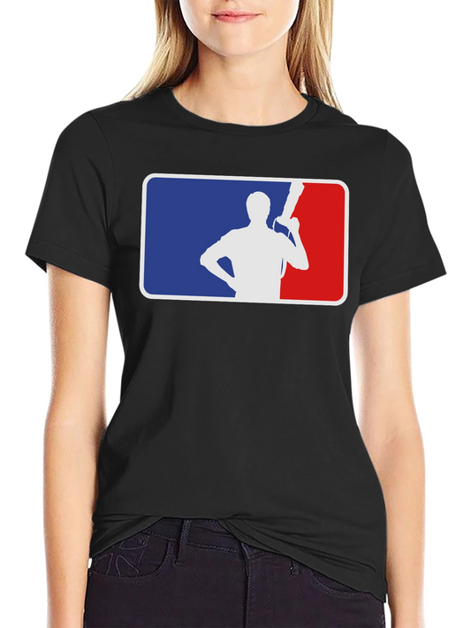 Camiseta Negra con Logo Tipo MLB de Silueta con Pistola