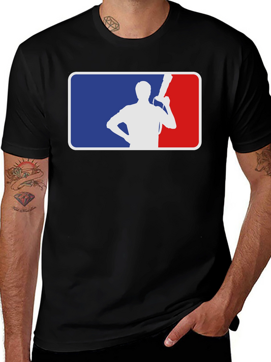 Camiseta Negra con Logo Tipo MLB de Silueta con Pistola