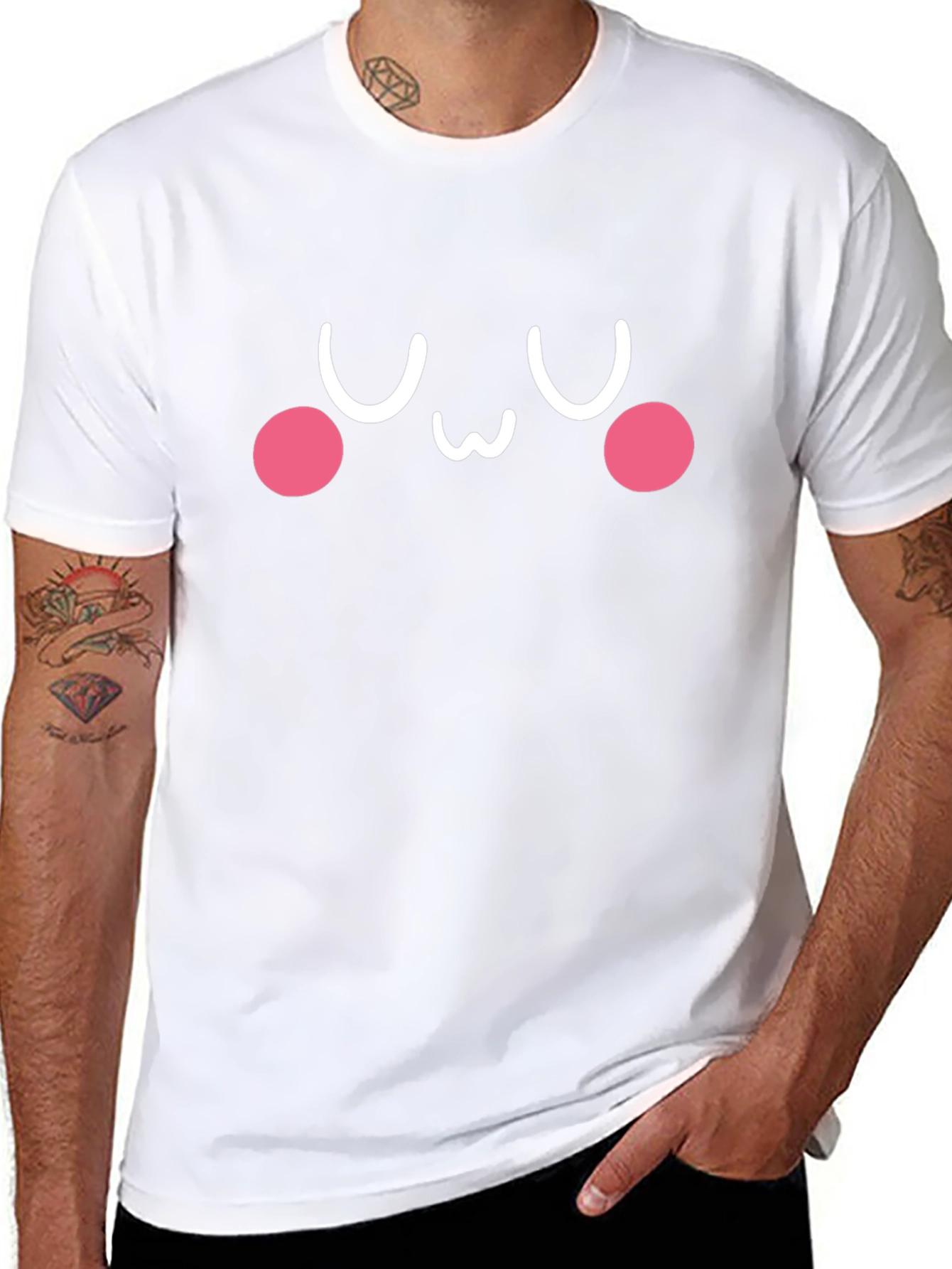 Camiseta Negra con Diseño Kawaii Emoticon