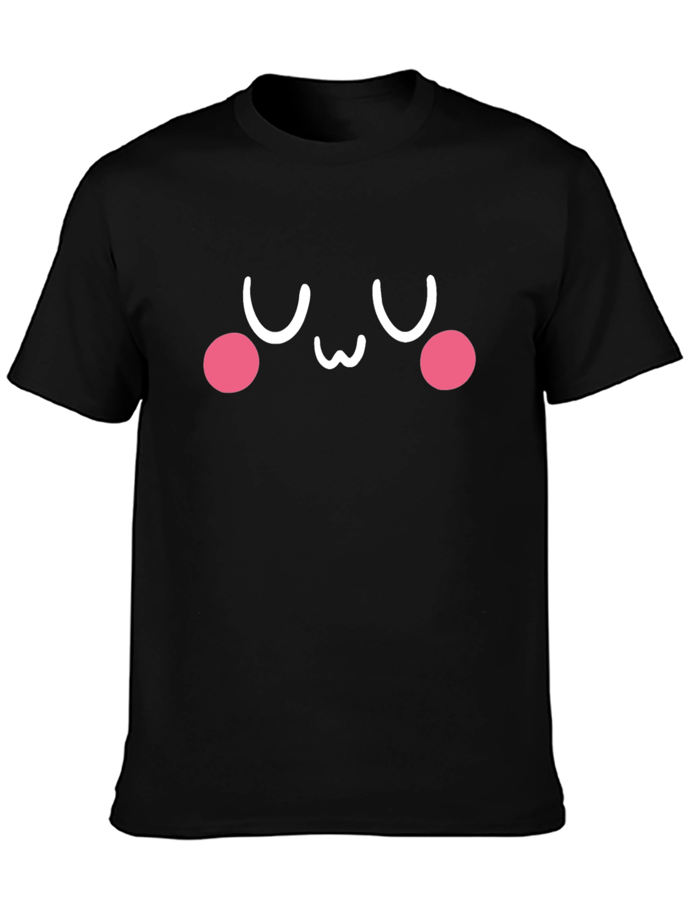 Camiseta Negra con Diseño Kawaii Emoticon