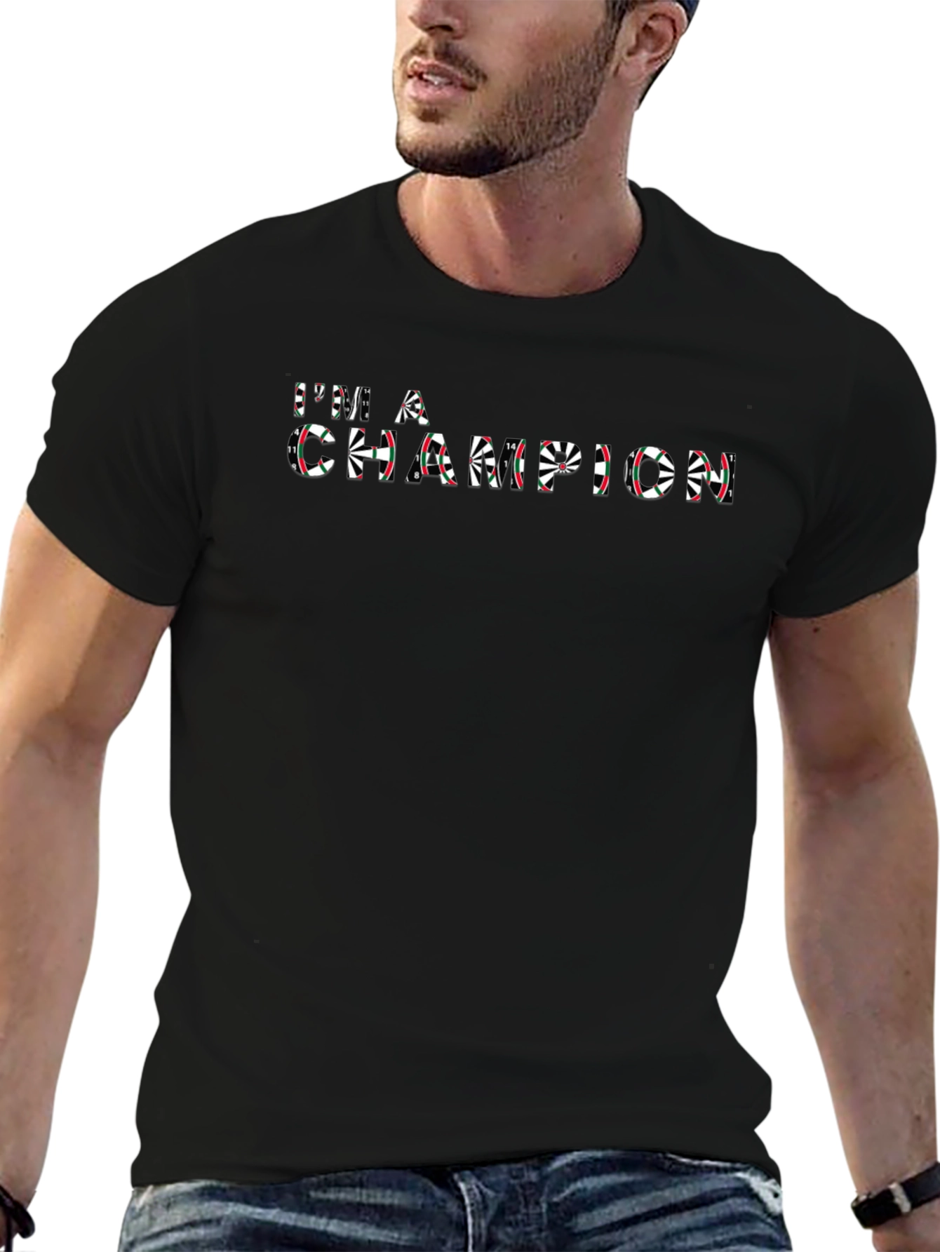 Camiseta Negra Soy un Campeón de Dardos