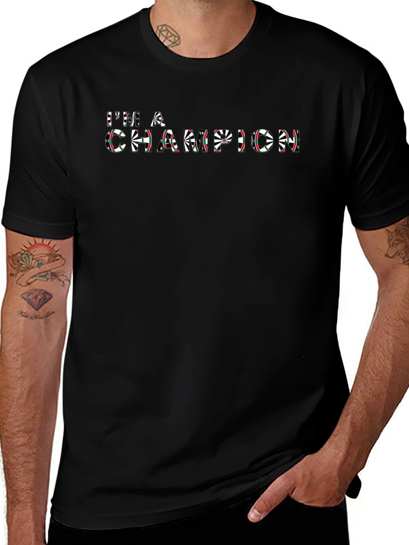 Camiseta Negra Soy un Campeón de Dardos