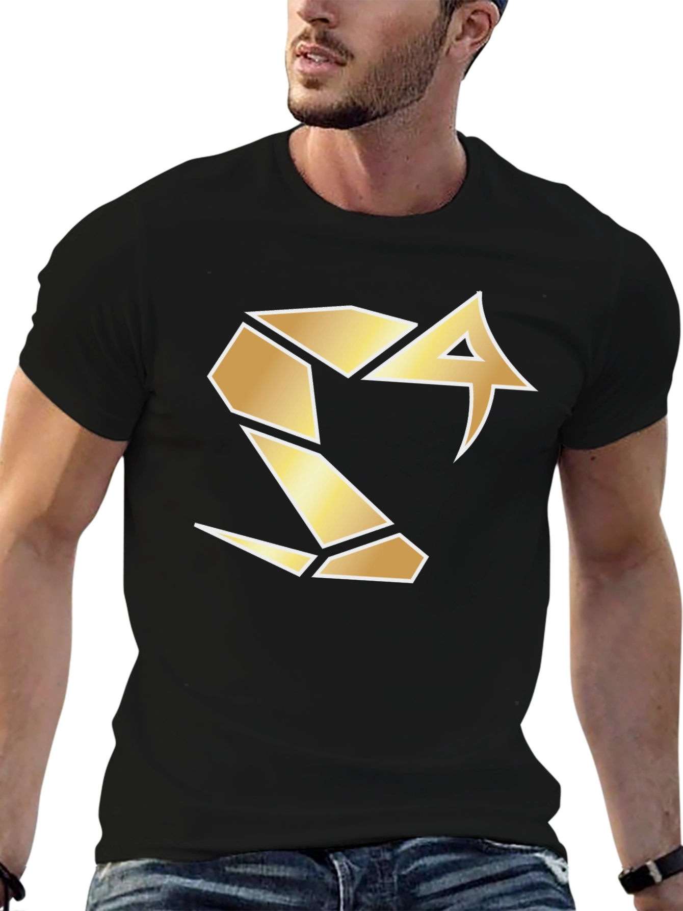 Camiseta Negra con Logo Serpiente Dorada
