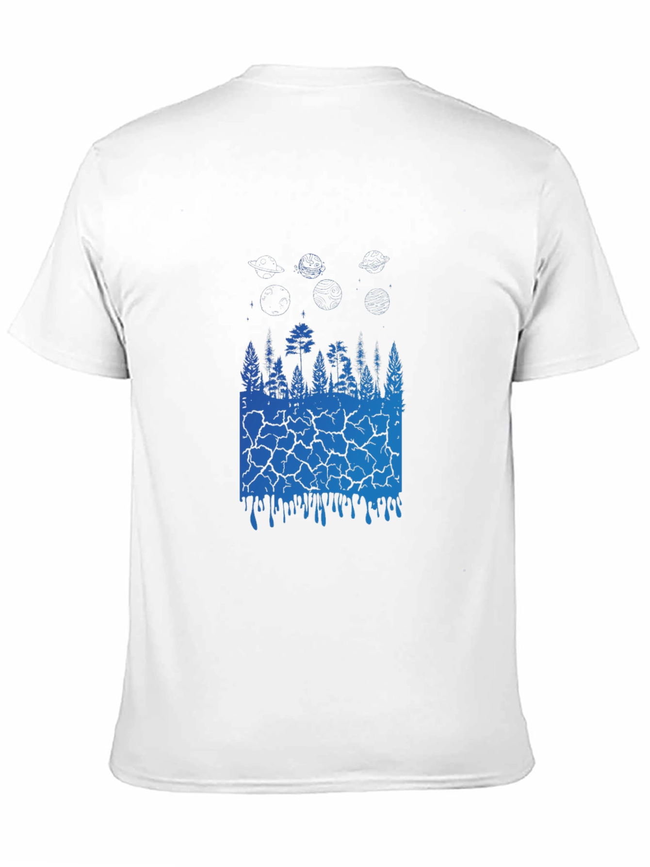 Camiseta Negra con Diseño Abstracto de Naturaleza Azul