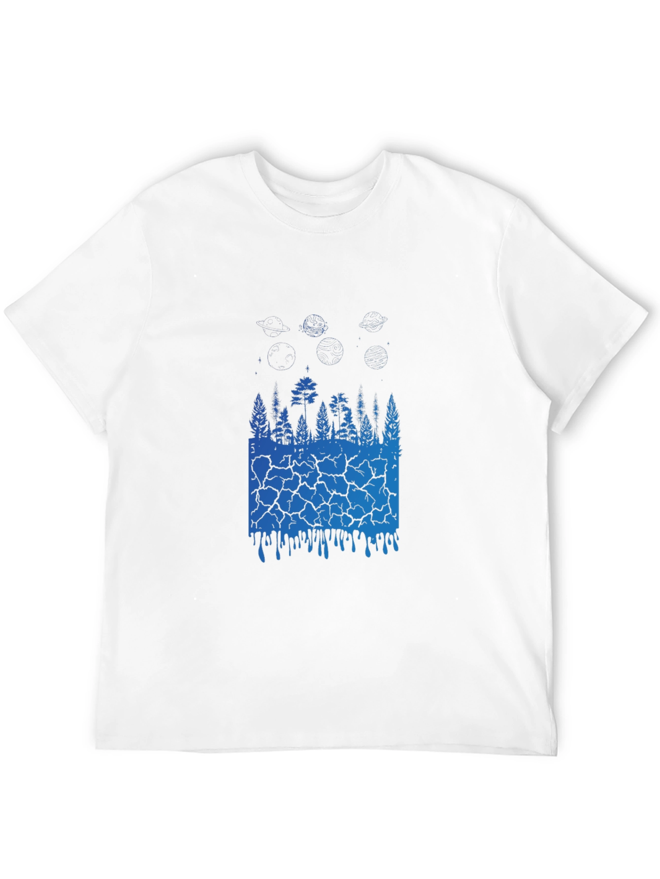 Camiseta Negra con Diseño Abstracto de Naturaleza Azul
