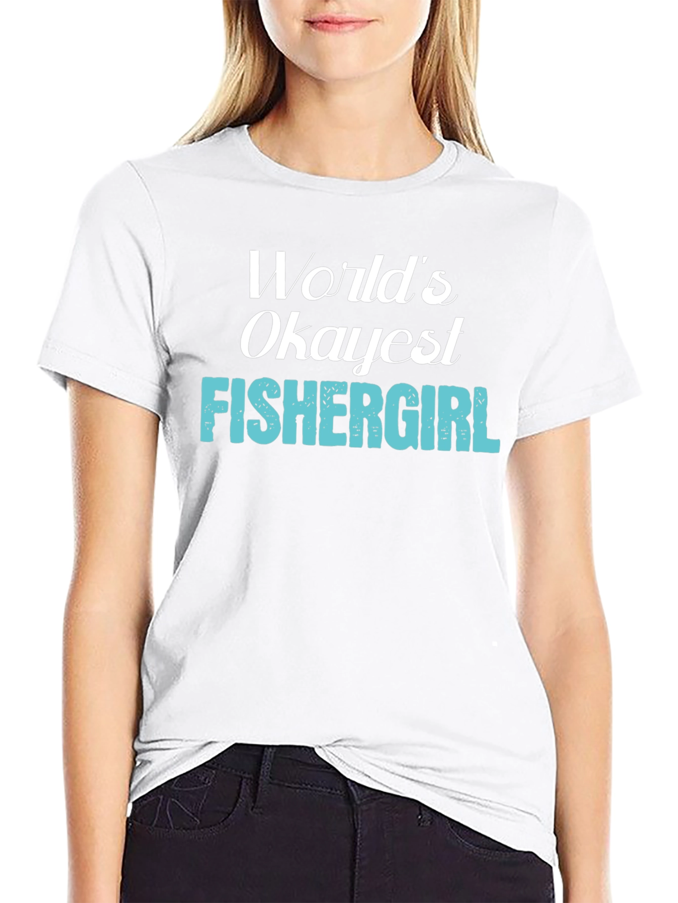 Camiseta Negra: Worlds Okayest Fishergirl