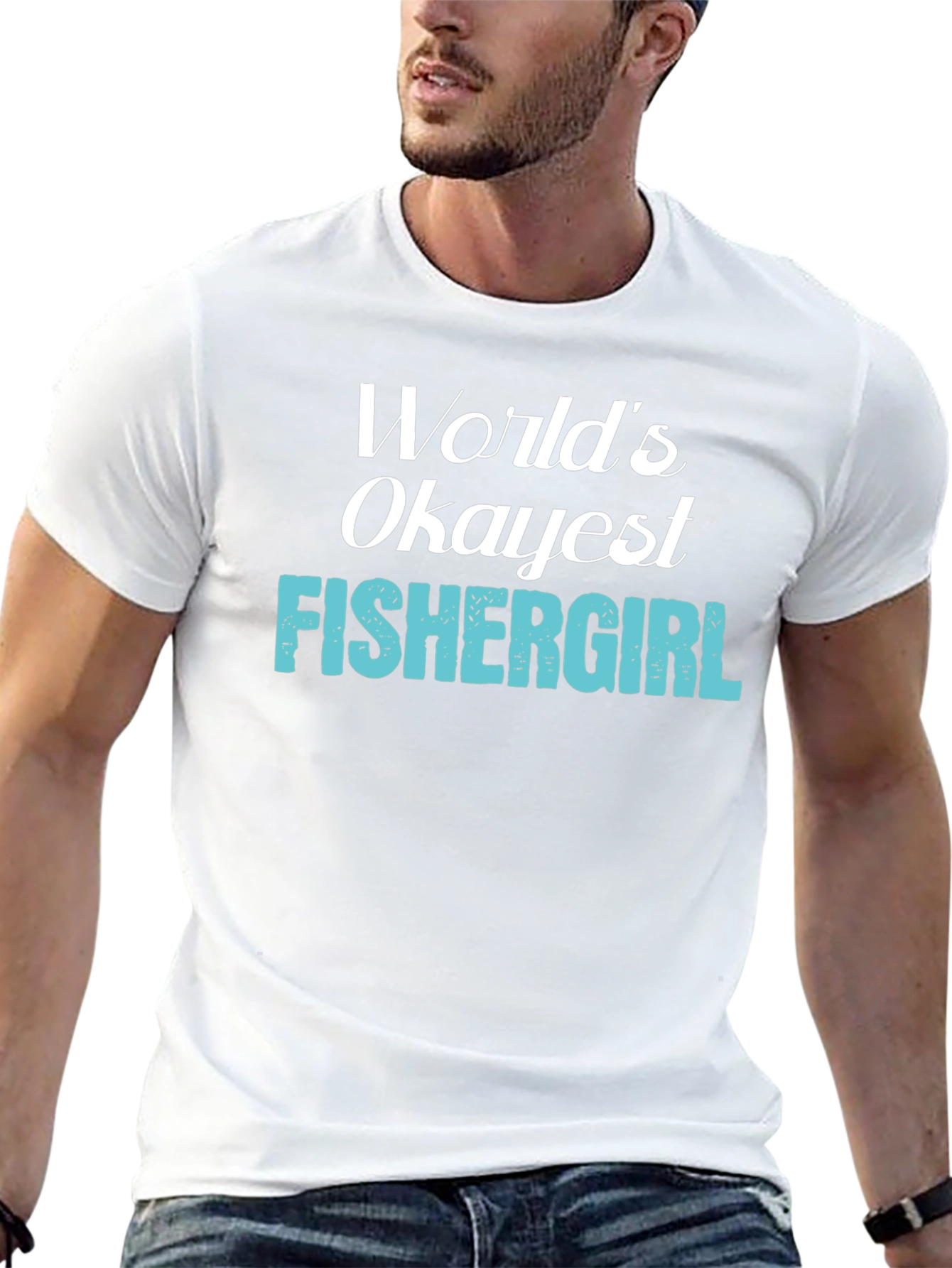 Camiseta Negra: Worlds Okayest Fishergirl