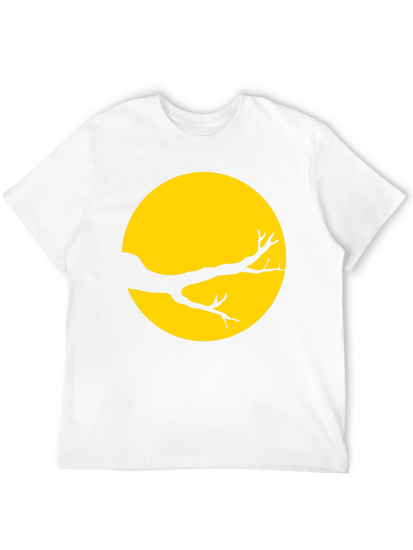 Camiseta Negra con Diseño de Luna y Rama Árbol