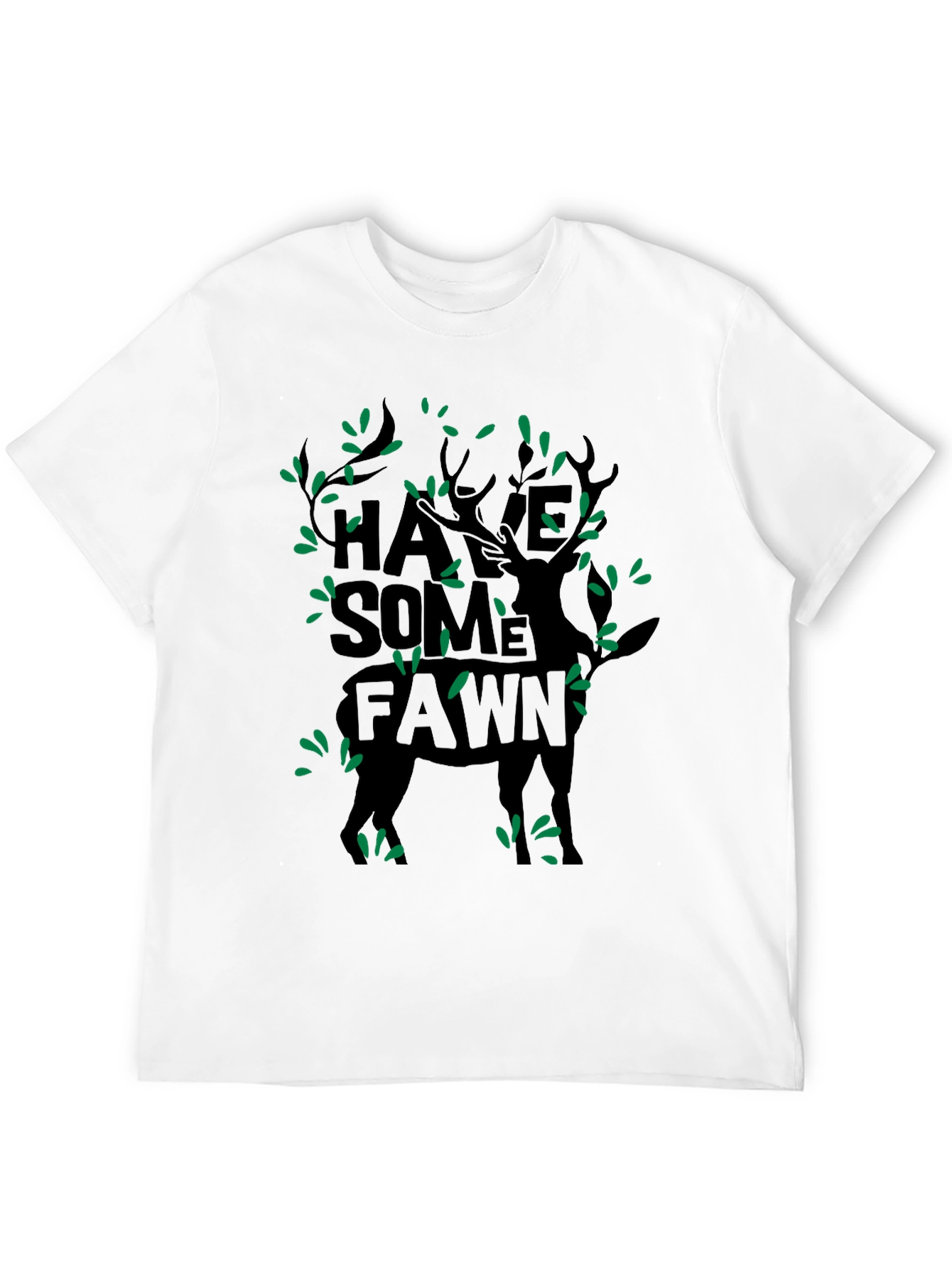 Camiseta Negra Hombre Diseño Ciervo Divertido