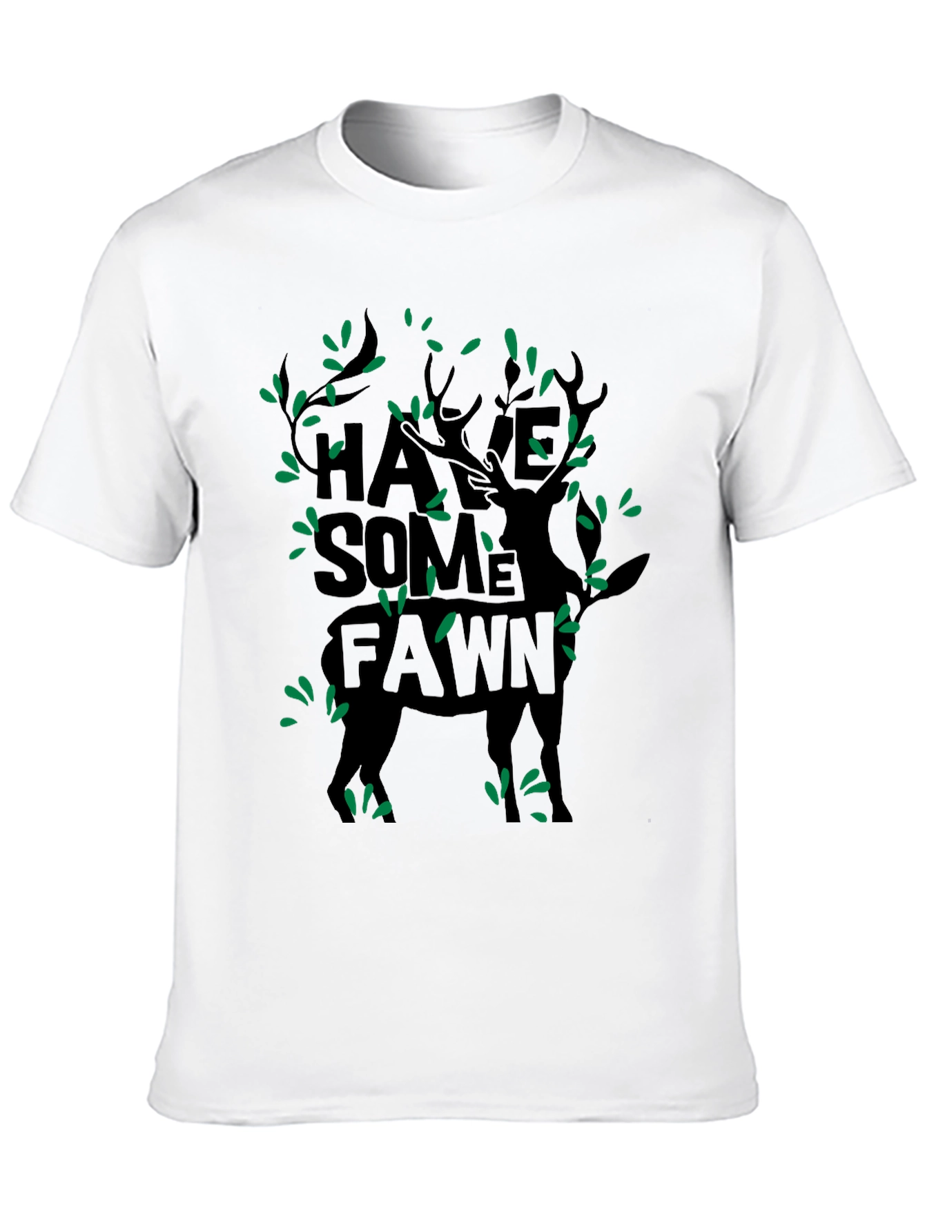 Camiseta Negra Hombre Diseño Ciervo Divertido