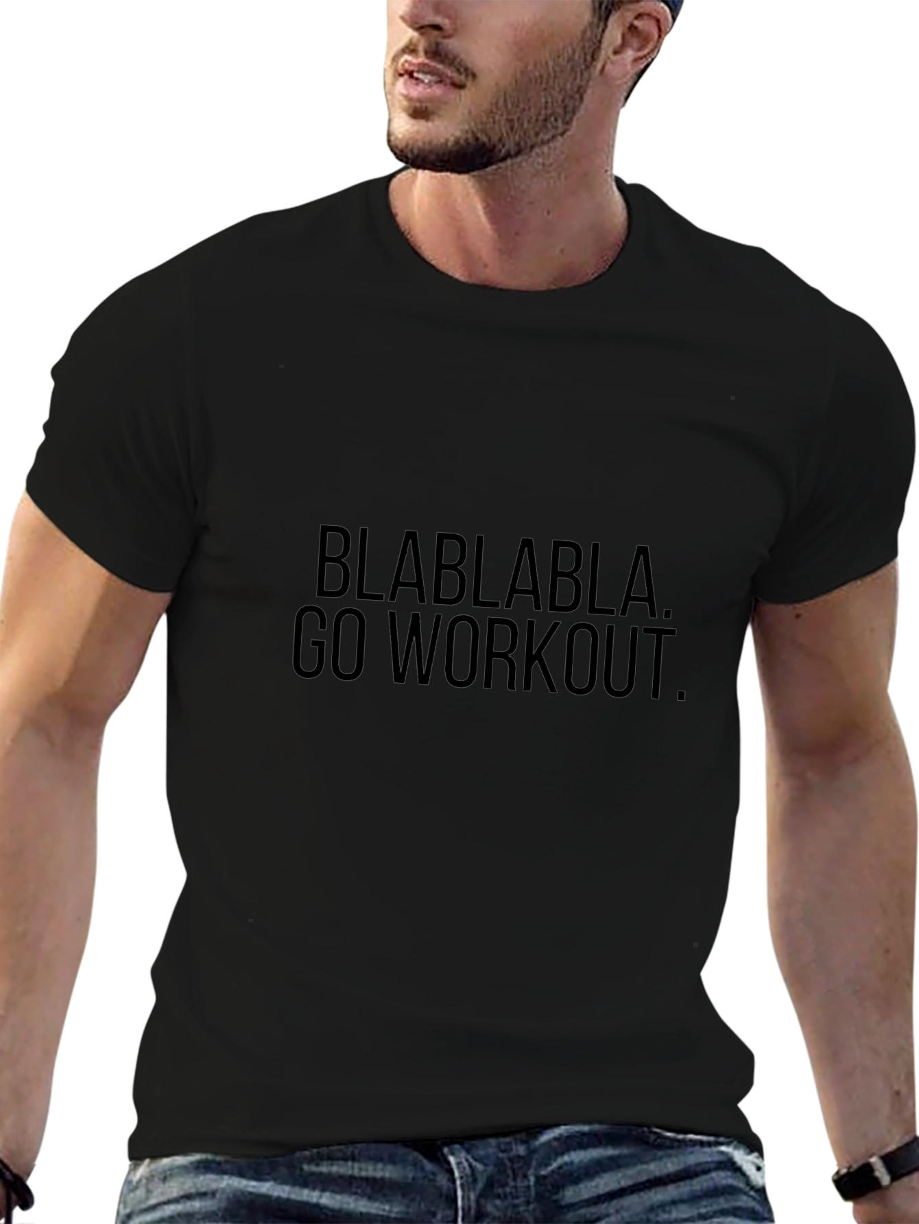 Camiseta Negra Hombre con Texto Motivacional Fitness