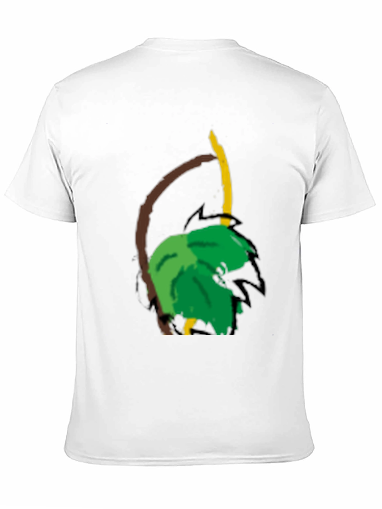 Camiseta Negra con Diseño Tropical Abstracto