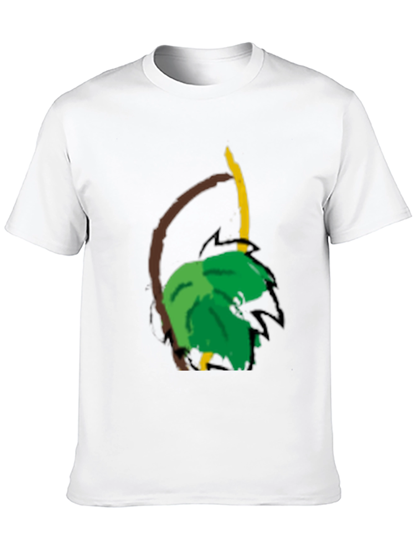 Camiseta Negra con Diseño Tropical Abstracto