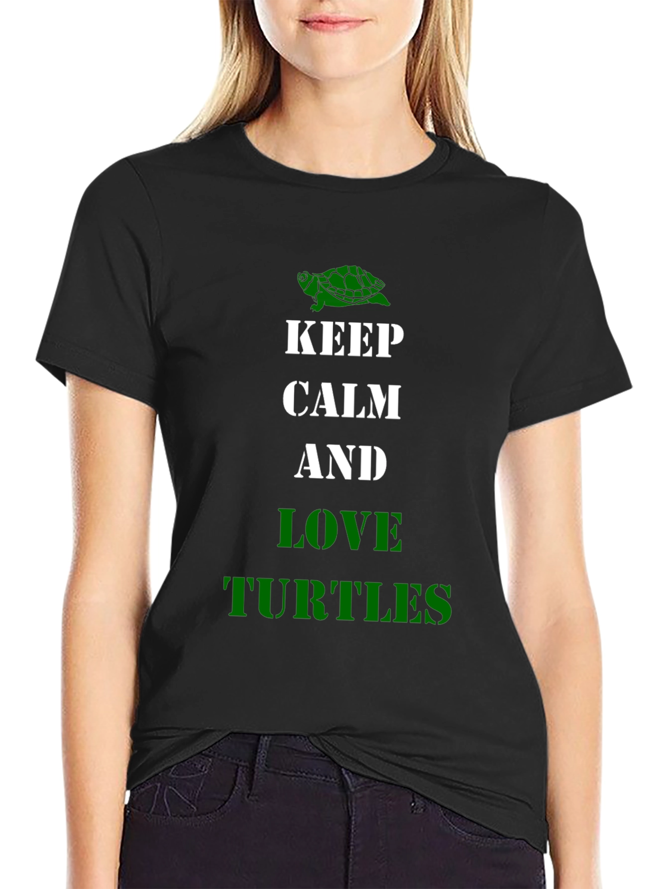 Camiseta Negra Keep Calm and Love Turtles