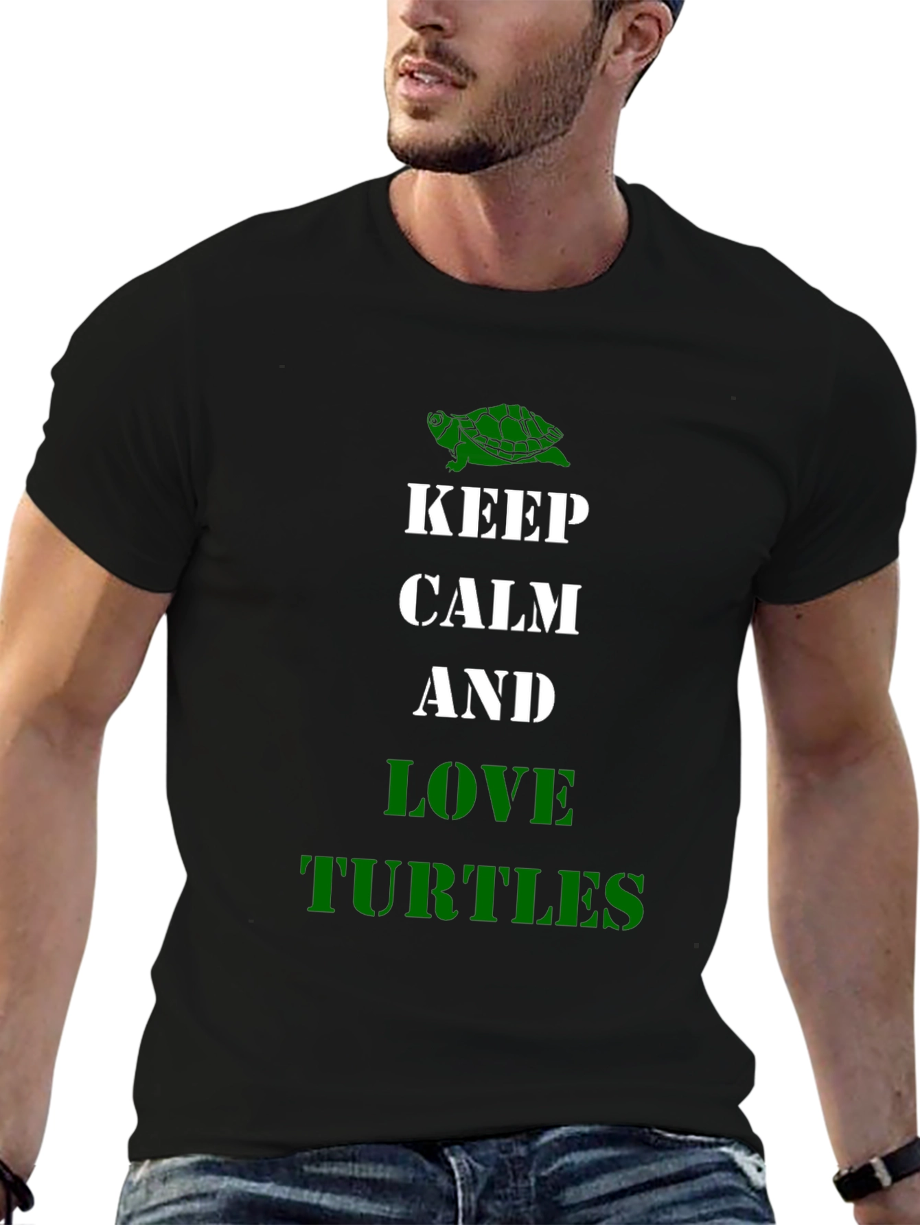 Camiseta Negra Keep Calm and Love Turtles