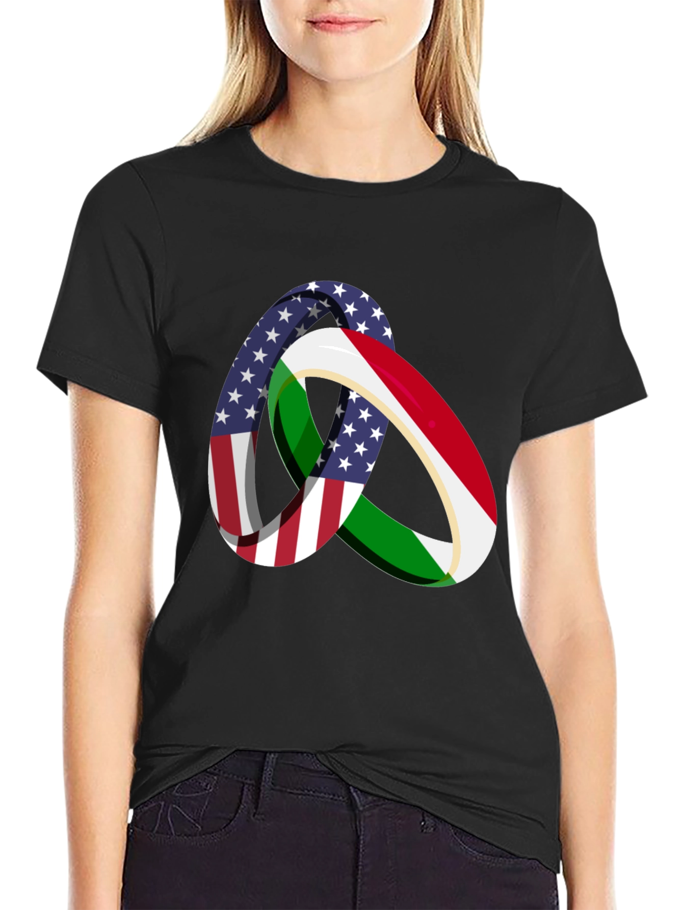 Camiseta Hombre Diseño Bandera USA Italia