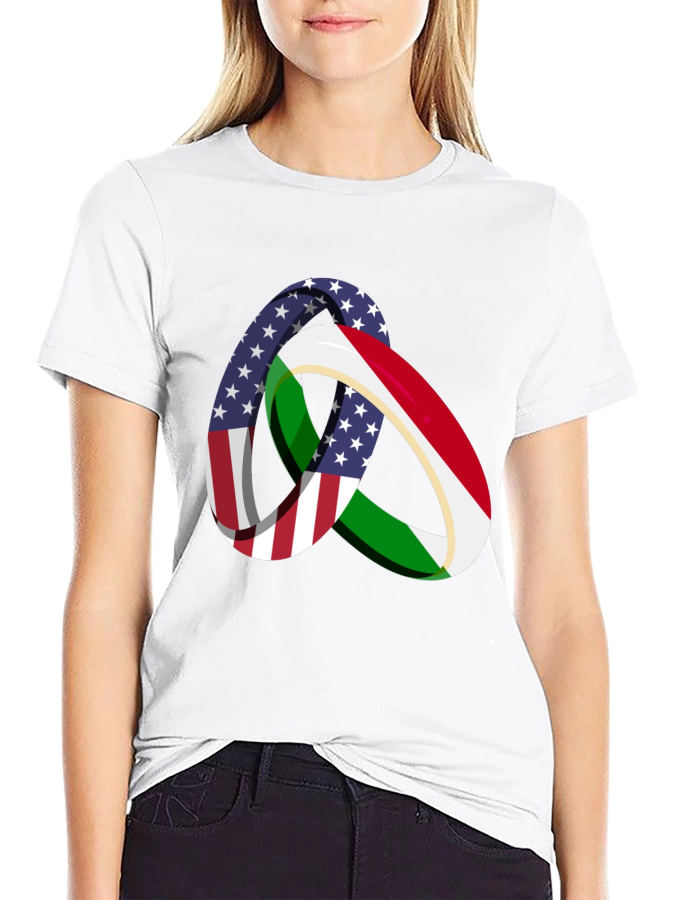 Camiseta Hombre Diseño Bandera USA Italia