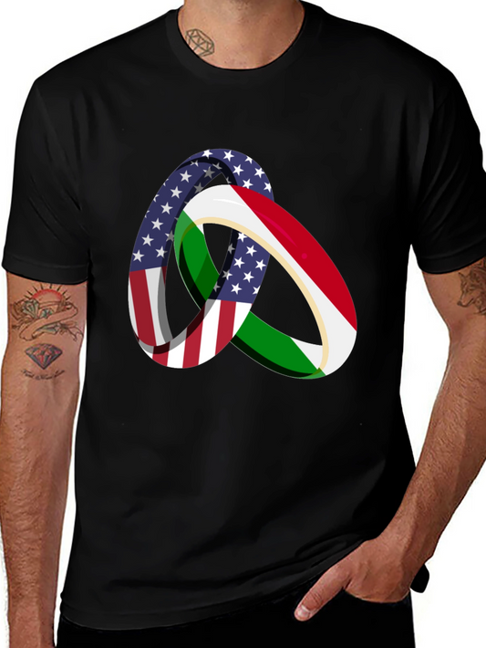 Camiseta Hombre Diseño Bandera USA Italia