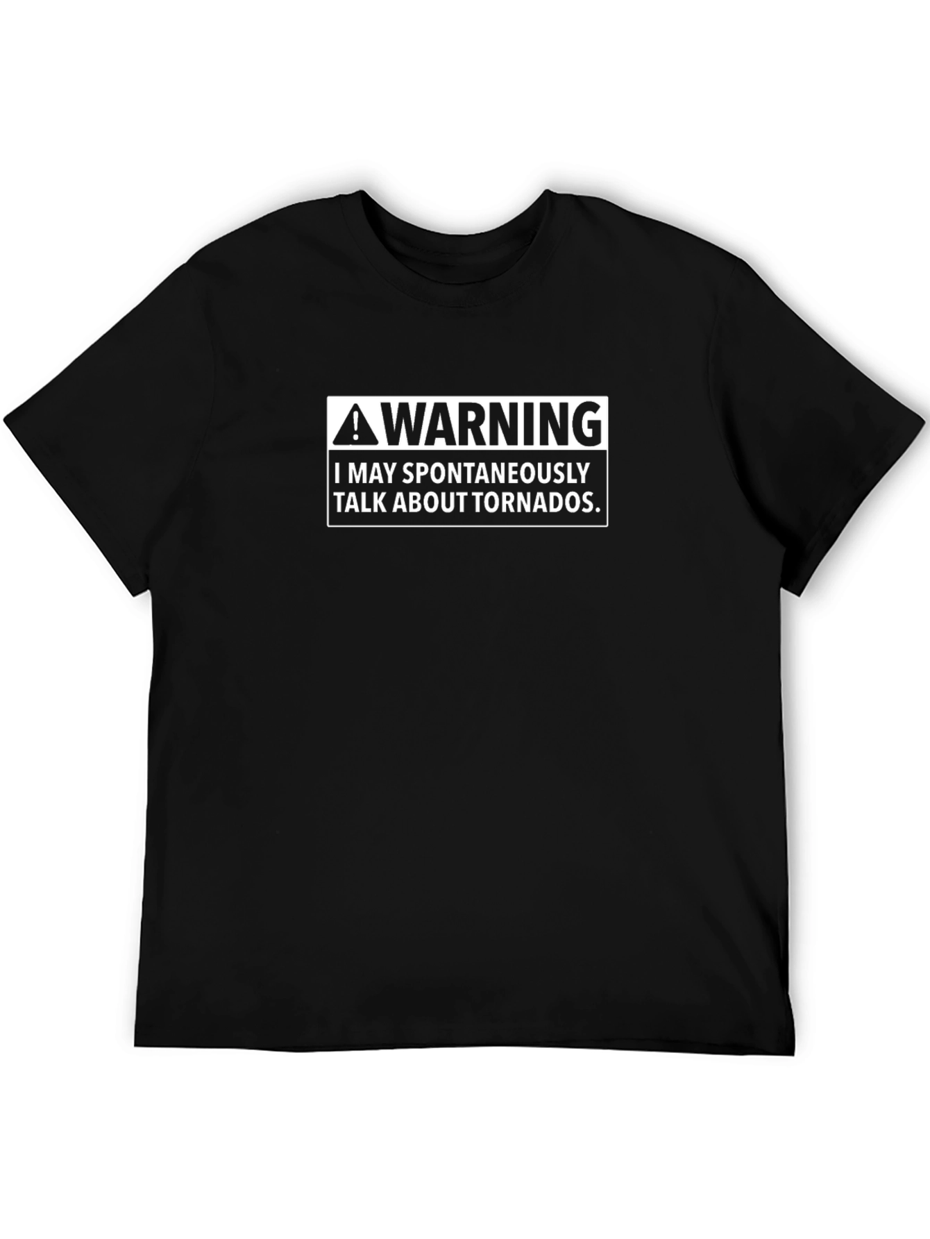 Camiseta Negra Divertida Aviso Tornado - Algodón Suave