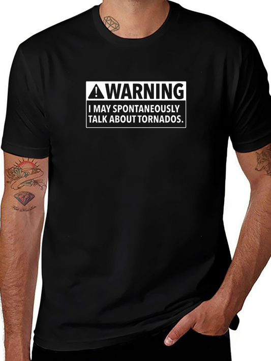 Camiseta Negra Divertida Aviso Tornado - Algodón Suave