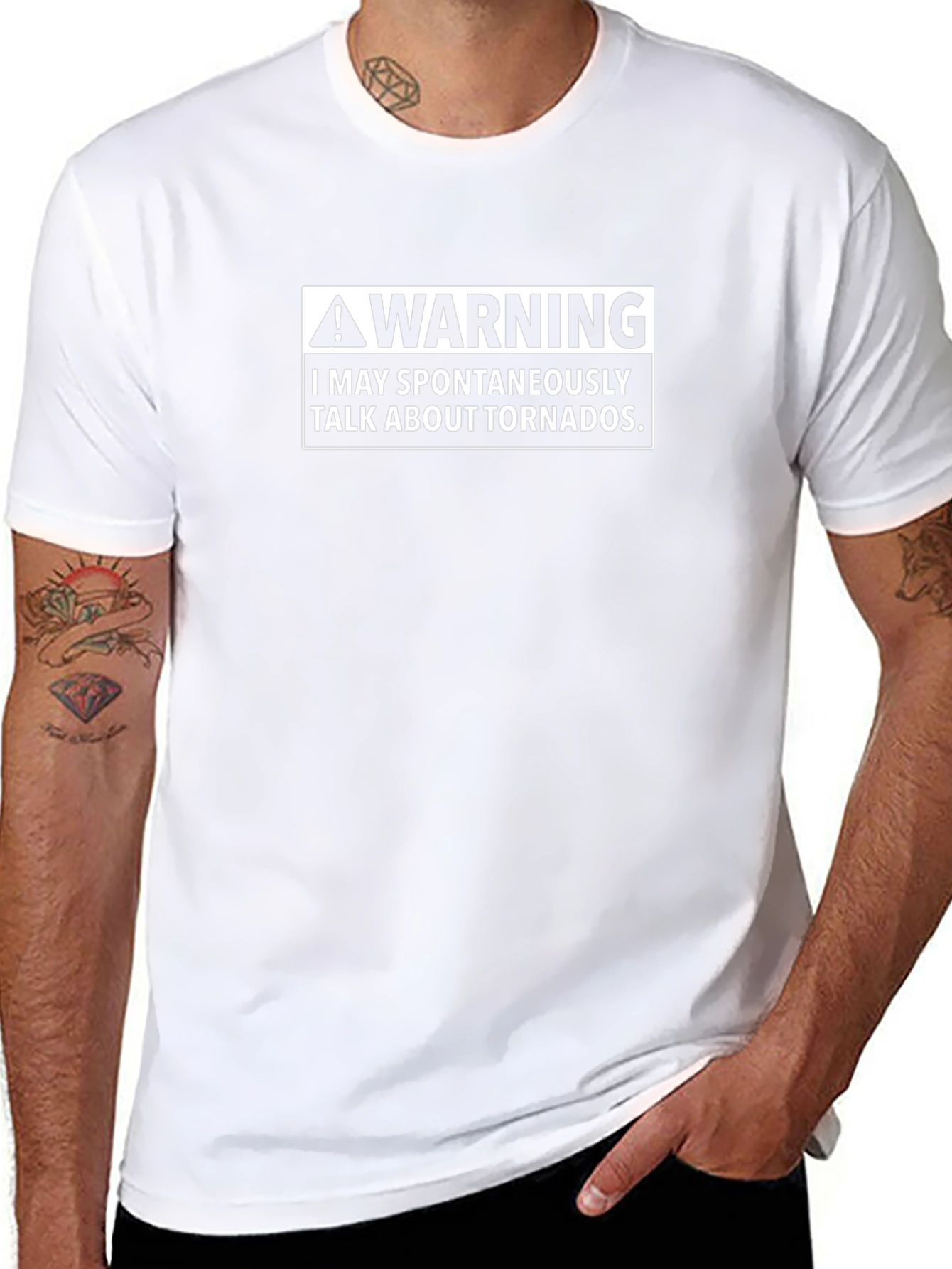 Camiseta Negra Divertida Aviso Tornado - Algodón Suave