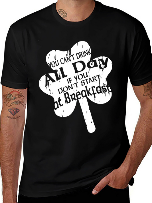 Camiseta Negra con Diseño de Trébol para Fiesta