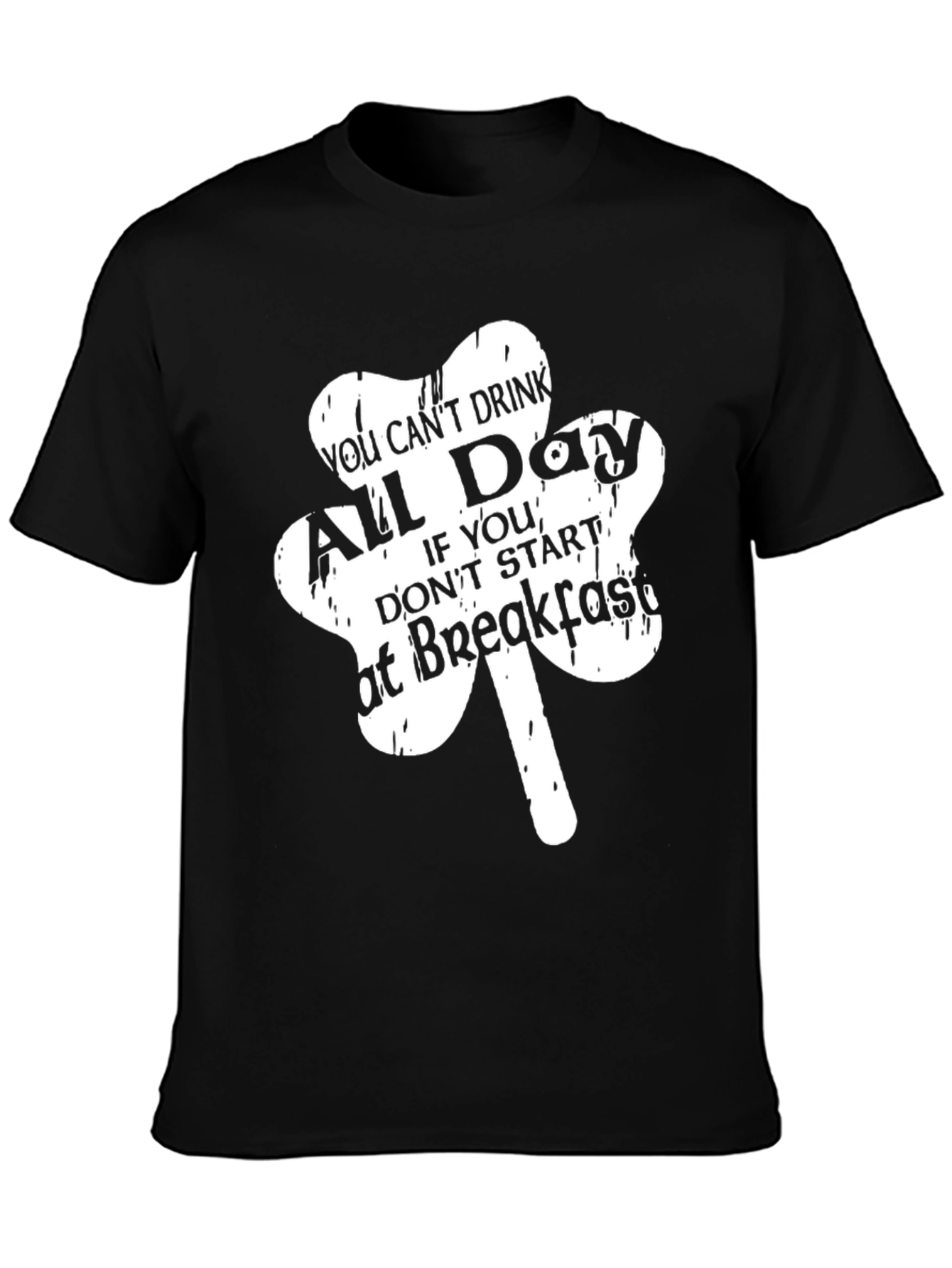 Camiseta Negra con Diseño de Trébol para Fiesta