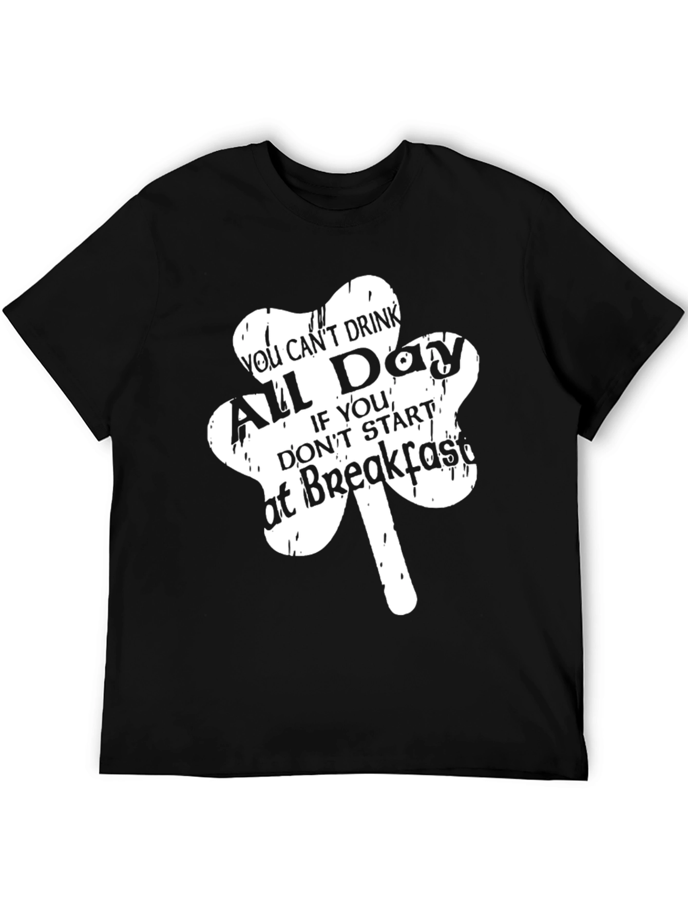 Camiseta Negra con Diseño de Trébol para Fiesta