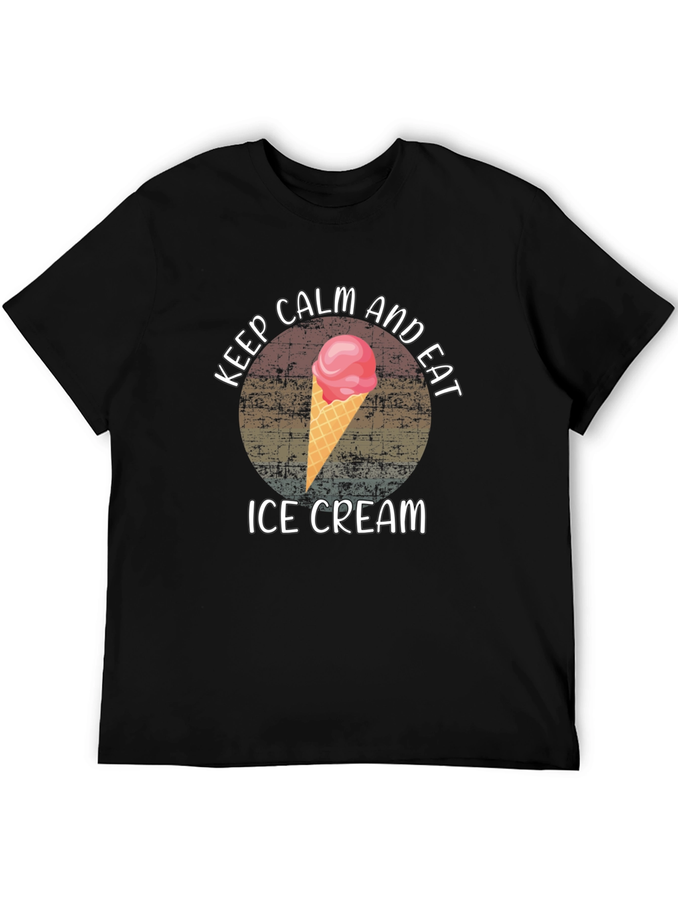 Camiseta Negra Keep Calm and Eat Ice Cream