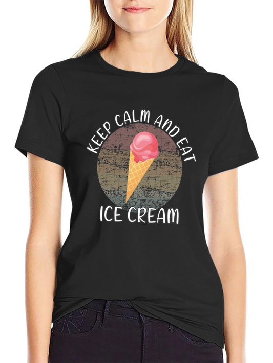 Camiseta Negra Keep Calm and Eat Ice Cream