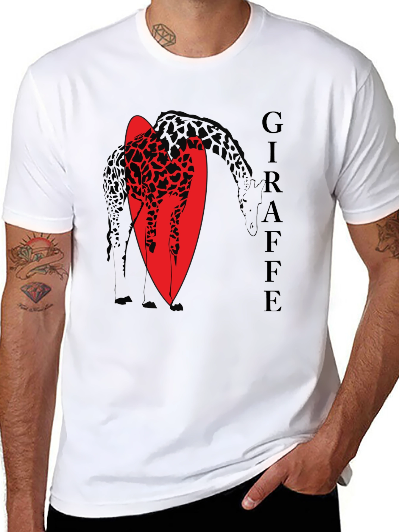 Camiseta Negra con Diseño de Jirafa Abstracta