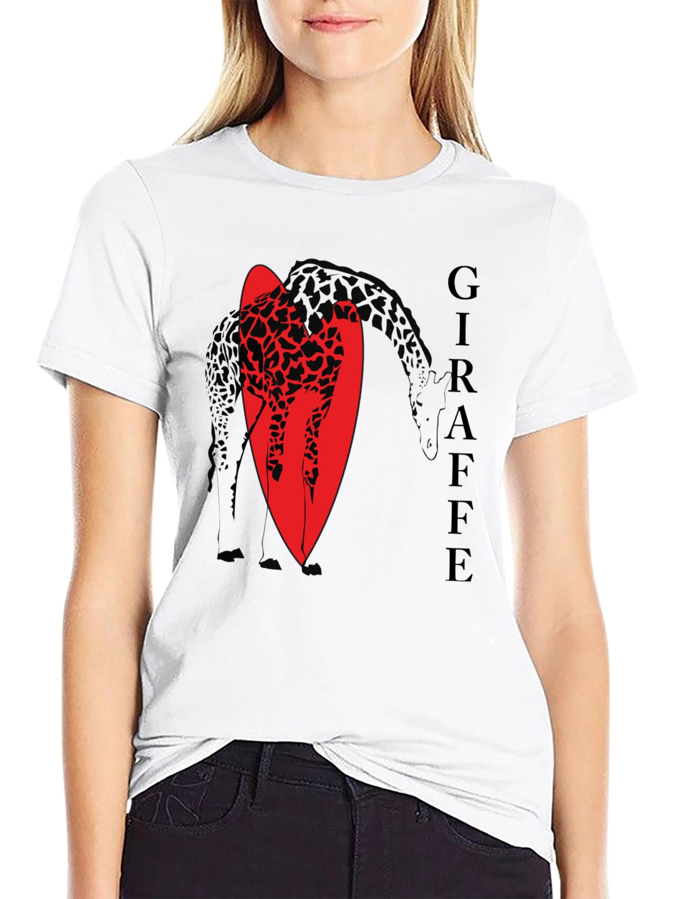 Camiseta Negra con Diseño de Jirafa Abstracta