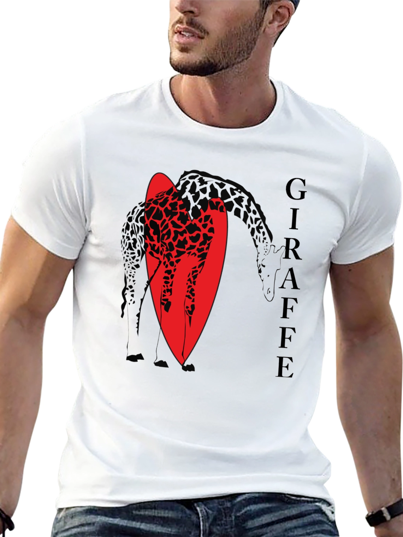 Camiseta Negra con Diseño de Jirafa Abstracta