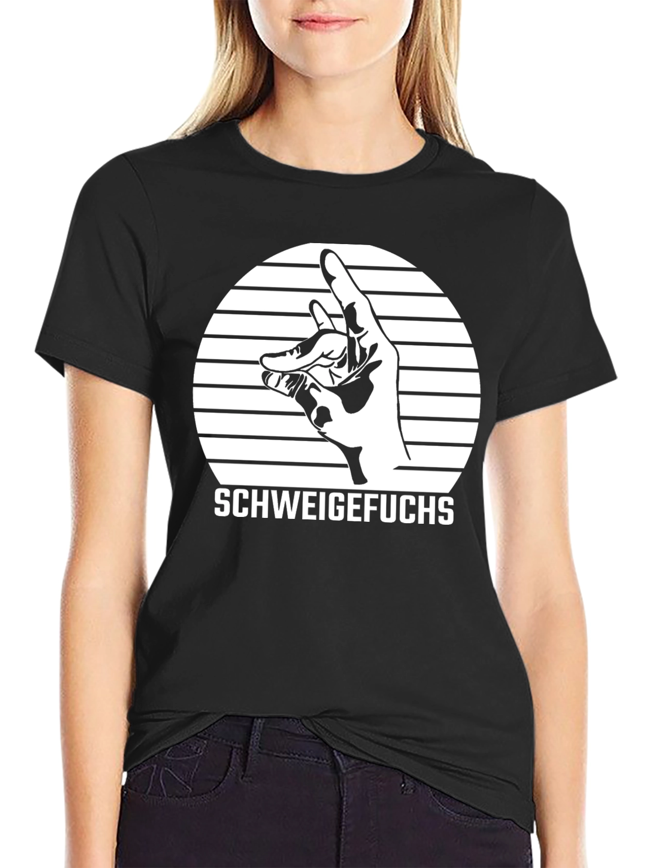 Camiseta Negra Schweigefuchs Diseño Gráfico