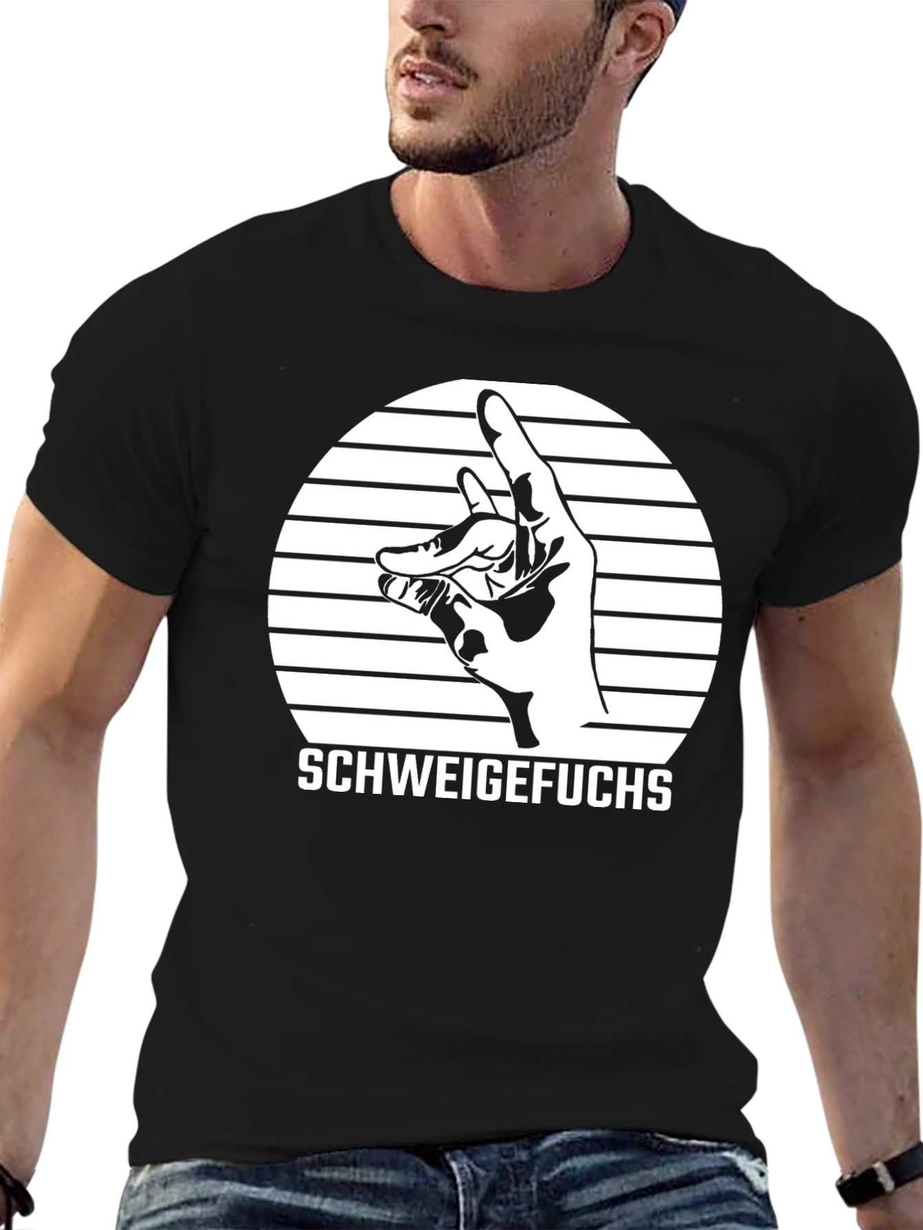 Camiseta Negra Schweigefuchs Diseño Gráfico