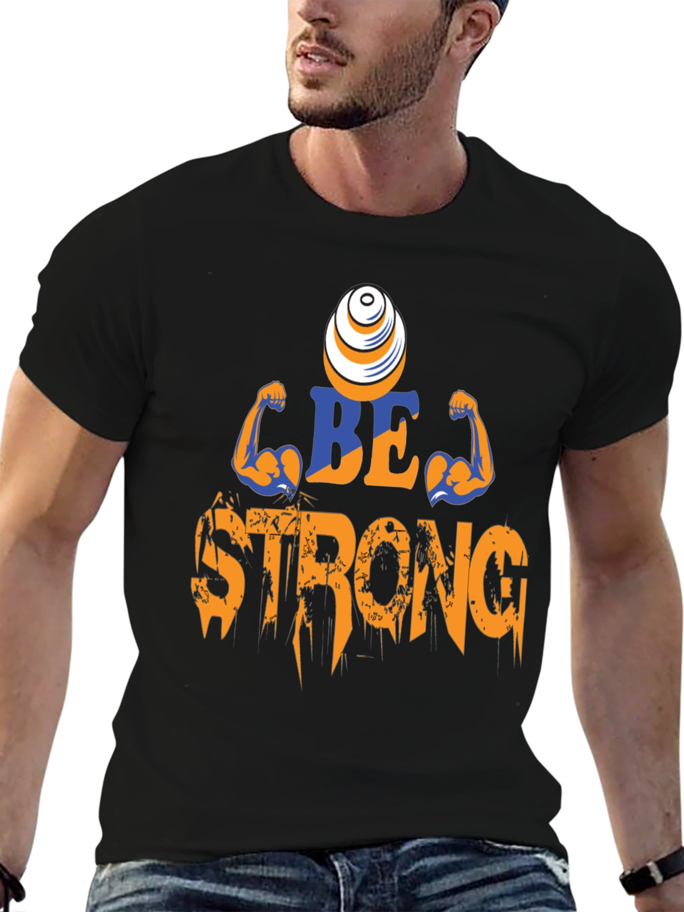 Camiseta Negra Be Strong - Diseño Motivacional