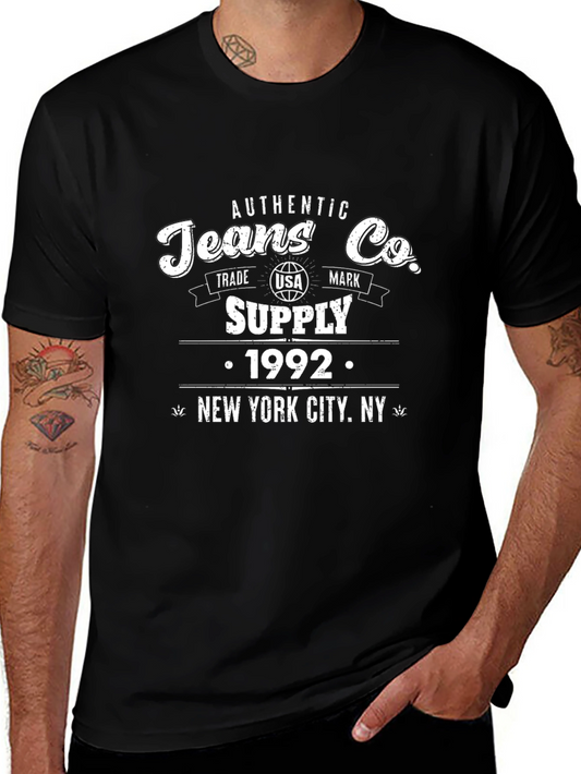 Camiseta Negra Estilo Vintage Jeans Co. Supply