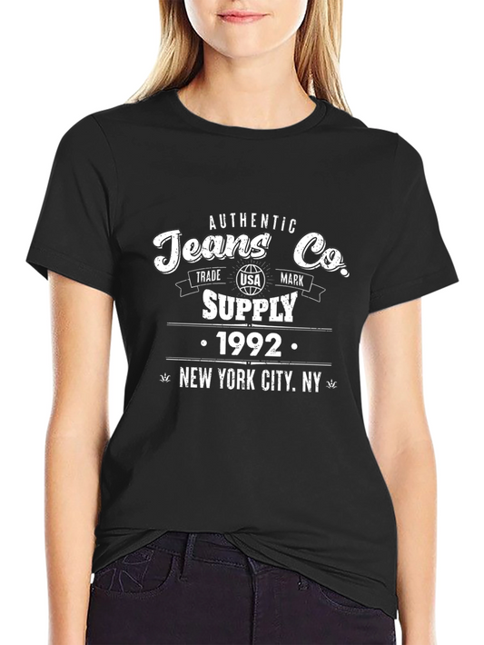 Camiseta Negra Estilo Vintage Jeans Co. Supply