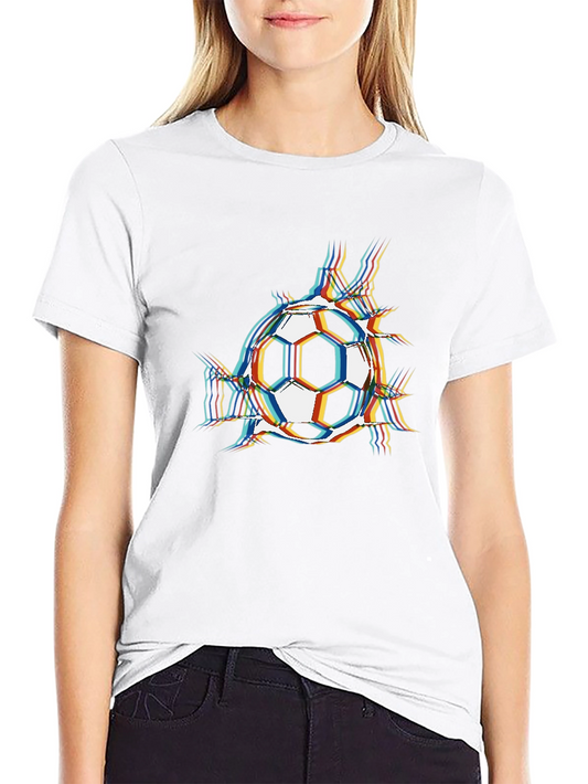 Camiseta Negra con Diseño de Balón de Fútbol Abstracto